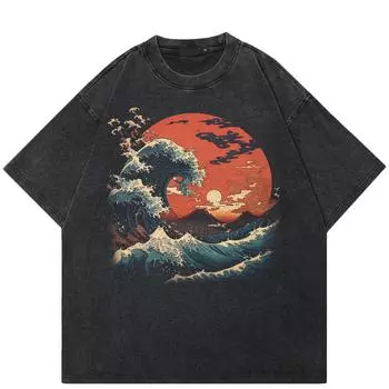 Уличная футболка с рисунком Sun Wave S чёрный