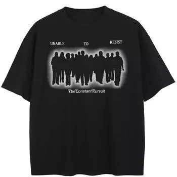 Уличная футболка с рисунком теней, хлопковые топы унисекс, футболки, летняя футболка с короткими рукавами M чёрный