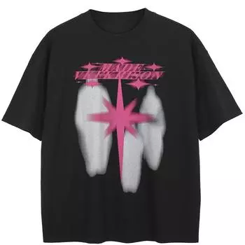 Уличная футболка с рисунком теней, хлопковые топы унисекс, футболки, летняя футболка с короткими рукавами M чёрный