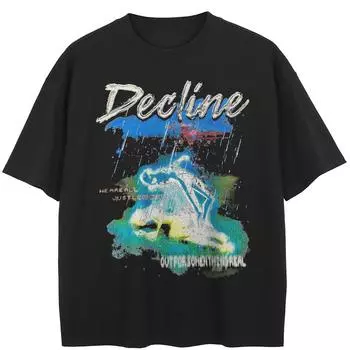 Уличная футболка с рисунком теней, хлопковые топы унисекс, футболки, летняя футболка с короткими рукавами M чёрный