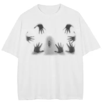 Уличная футболка с рисунком «Тени рук», хлопковые топы унисекс, футболки, летняя футболка с короткими рукавами M белый