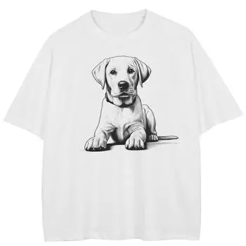 Уличная футболка с рисунком «Золотой ретривер», хлопковые топы унисекс, футболки, летняя футболка с короткими рукавами M белый