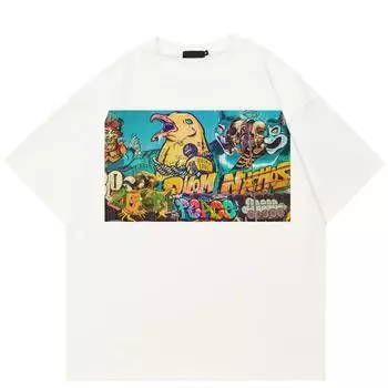 Уличная футболка с забавным рисунком, хлопковая футболка, топы унисекс, футболки, летняя футболка с короткими рукавами S белый