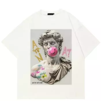 Уличная футболка с забавным рисунком, хлопковая футболка, топы унисекс, футболки, летняя футболка с короткими рукавами M белый