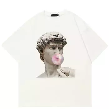 Уличная футболка с забавным рисунком, хлопковая футболка, топы унисекс, футболки, летняя футболка с короткими рукавами M белый