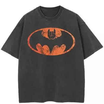 Уличная футболка с забавным рисунком, хлопковая промытая черная футболка, топы унисекс, футболки, летняя футболка с короткими рукавами S чёрный