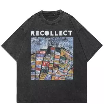 Уличная футболка с забавным рисунком, хлопковая промытая черная футболка, топы унисекс, футболки, летняя футболка с короткими рукавами S чёрный