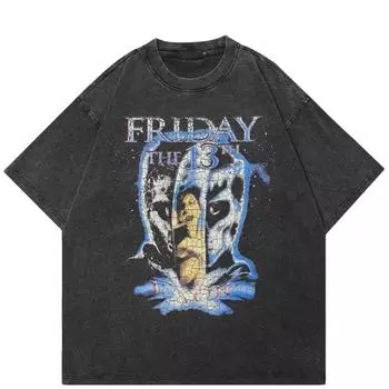 Уличная футболка с забавным рисунком, хлопковая промытая черная футболка, топы унисекс, футболки, летняя футболка с короткими рукавами S чёрный