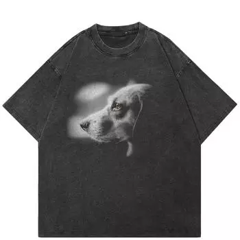 Уличная футболка с забавным рисунком, хлопковая промытая черная футболка, топы унисекс, футболки, летняя футболка с короткими рукавами S чёрный