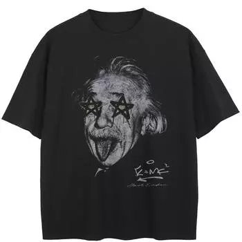 Уличная футболка с забавным рисунком, хлопковые топы унисекс, футболки, летняя футболка с короткими рукавами M чёрный