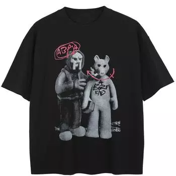 Уличная футболка с забавным рисунком, хлопковые топы унисекс, футболки, летняя футболка с короткими рукавами S чёрный