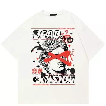 Уличная футболка унисекс с абстрактным рисунком, хлопковая футболка, топы унисекс, футболки, летняя футболка с короткими рукавами S белый