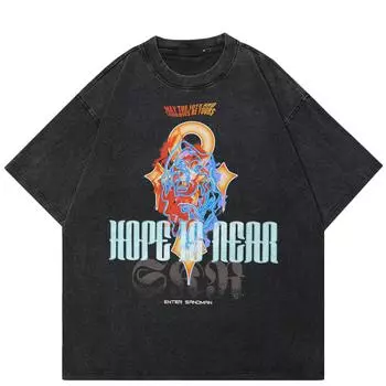 Уличная футболка унисекс с абстрактным рисунком, стираная черная футболка, хлопковая футболка, топы унисекс, футболки, летняя футболка с короткими рукавами S чёрный