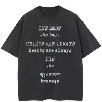 Уличная футболка унисекс с буквенным рисунком, хлопковая промытая черная футболка, топы унисекс, футболки, летняя футболка с короткими рукавами S чёрный