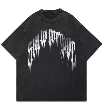 Уличная футболка унисекс с граффити и буквенным принтом 2024 года S чёрный