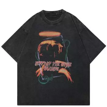 Уличная футболка унисекс с изображением активного вулкана, хлопковая черная футболка, топы унисекс, футболки, летняя футболка с короткими рукавами S чёрный