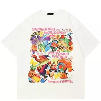 Уличная футболка унисекс с летним пейзажем и графикой, хлопковая футболка, топы унисекс, футболки, летняя футболка с короткими рукавами S белый