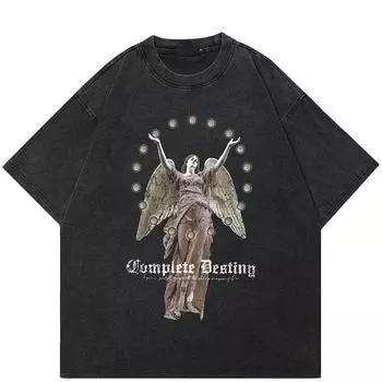 Уличная футболка унисекс с рисунком Angel Girl 2024 S чёрный