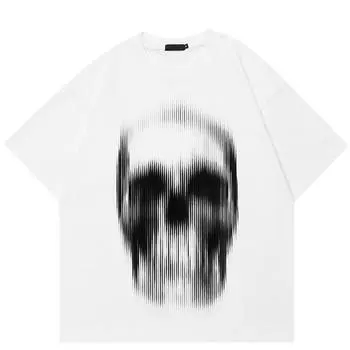 Уличная футболка унисекс с рисунком черепа, хлопковая футболка, топы унисекс, футболки, летняя футболка с короткими рукавами S белый