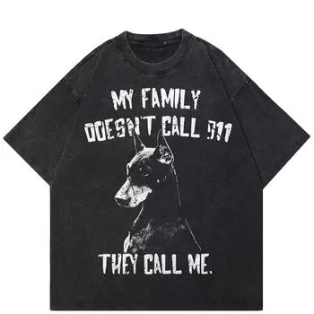 Уличная футболка унисекс с рисунком добермана, черная хлопковая футболка, топы унисекс, футболки, летняя футболка с короткими рукавами S чёрный