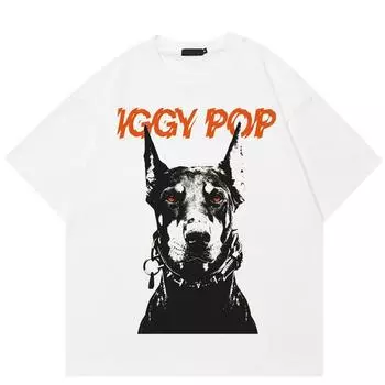 Уличная футболка унисекс с рисунком добермана, хлопковая футболка, топы унисекс, футболки, летняя футболка с короткими рукавами S белый