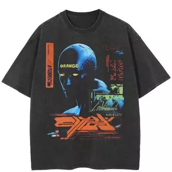 Уличная футболка унисекс с рисунком робота, хлопковая черная футболка, топы унисекс, футболки, летняя футболка с короткими рукавами S чёрный