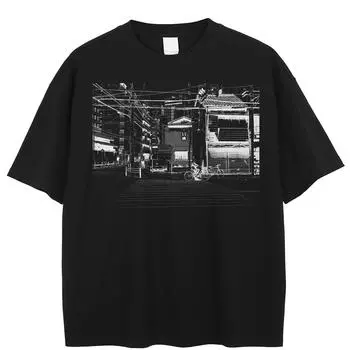 Уличная футболка унисекс с рисунком Streetscape, хлопковая футболка, топы унисекс, футболки, летняя футболка с короткими рукавами M белый
