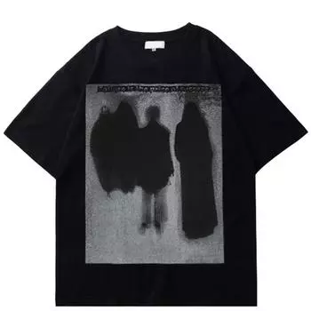 Уличная футболка унисекс с рисунком теней, хлопковая футболка, топы унисекс, футболки, летняя футболка с короткими рукавами S чёрный