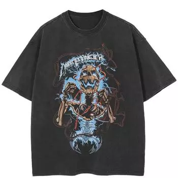 Уличная футболка унисекс с забавным черепом и рисунком, хлопковая черная футболка, топы унисекс, футболки, летняя футболка с короткими рукавами S чёрный