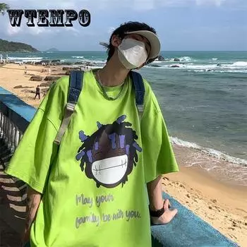 Уличная футболка в стиле хип-хоп, мужская футболка большого размера в стиле Харадзюку, футболка с буквенным принтом, весна-лето, футболка с коротким рукавом, черная XXXL зелёный