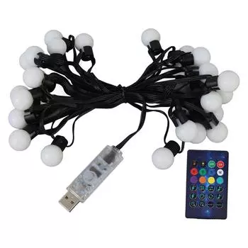 Уличная гирлянда из 25 светодиодных лампочек RGB, затемняющая лампа с питанием от USB, пульт дистанционного управления и приложение для управления в праздничные дни