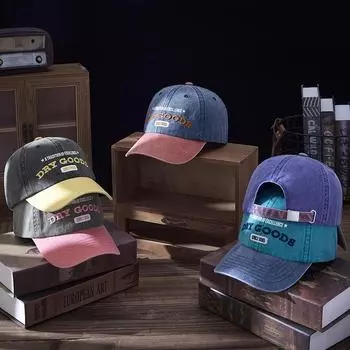 Уличная кепка с вымытым утиным язычком в стиле ретро, весна и лето, новая солнцезащитная кепка для мужчин и женщин, модная солнцезащитная кепка с корейскими буквами и вышивкой M56-58cm чёрный