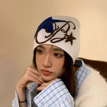 Уличная кепка Вязаная крючком шапка в стиле хип-хоп со звездами Вязание черепах Шапочки Осенняя вечеринка серый