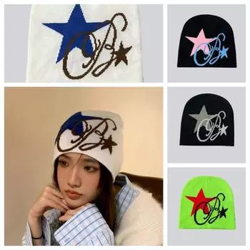 Уличная кепка Звезда Вязание Skullies Beanies Хип-хоп вязаная кепка Теплая для улицы
