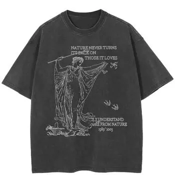 Уличная классическая футболка с рисунком, хлопковая черная футболка, топы унисекс, футболки, летняя футболка с короткими рукавами S чёрный