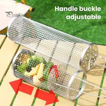 Уличная клетка для барбекю, проволока из нержавеющей стали, термостойкая, нелипкая, противоожоговая, длинная ручка, равномерный нагрев, большая вместительная корзина для гриля, сетка для барбекю S