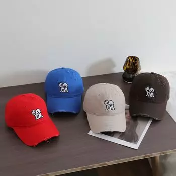 Уличная корейская бейсболка с милым щенком, женская, весна-лето, универсальная, мультяшная, мужская, парная шляпа M56-58cm чёрный