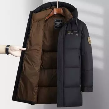 Уличная куртка-пуховик для мужчин, защищающая от холода, для зимы, новая утолщенная куртка-пуховик средней длины с капюшоном для мужчин XL