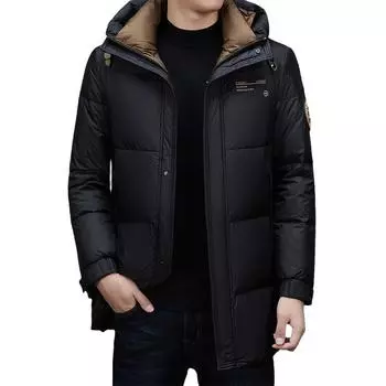 Уличная куртка-пуховик для мужчин, защищающая от холода, для зимы, новая утолщенная куртка-пуховик средней длины с капюшоном для мужчин M