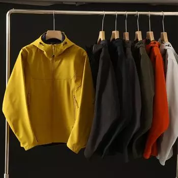 Уличная куртка с длинным рукавом для мужчин/женщин, водонепроницаемая ветрозащитная ветровка, пальто с капюшоном на молнии, пара топов M серый