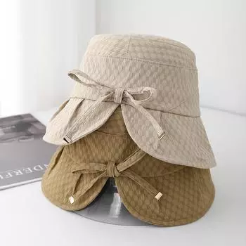 Уличная мода элегантная шляпа-ведро с бантом для женщин весна и лето показывать маленькое лицо после открытия раковины шляпа для путешествий солнцезащитная шляпа M56-58cm чёрный
