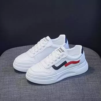 Уличная мода Белые кроссовки Женские повседневные кроссовки Студенческие трендовые кроссовки 35 белый/чёрный