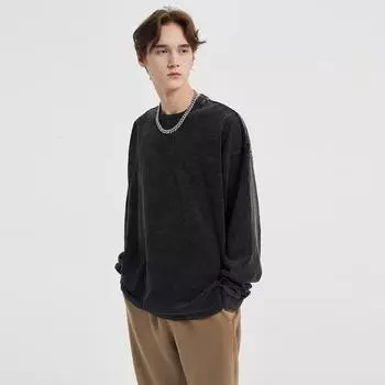 Уличная мода, классная черная футболка, хлопковая унисекс-топы, футболки, футболка больших размеров с длинными рукавами S чёрный