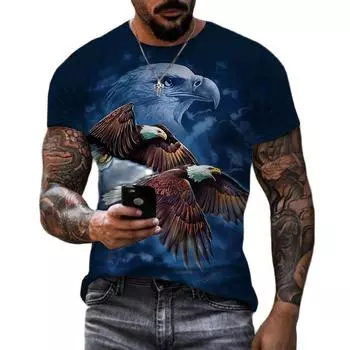 Уличная мода с животным принтом и крутым узором, футболка с короткими рукавами XS