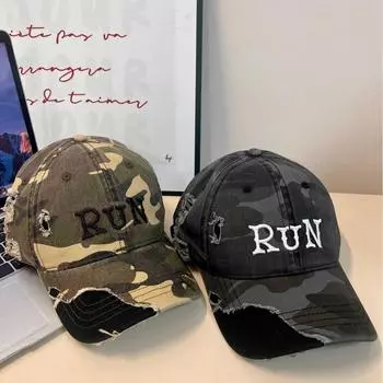 Уличная мода старая дырка камуфляж бейсболка женская универсальная кепка для лица маленькая студенческая кепка для пары мужская шляпа M56-58cm серый