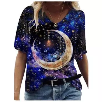 Уличная мода весна-лето новый мультяшный принт с животными V-образным вырезом с короткими рукавами футболка женская 3d топы S