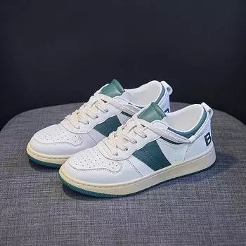 Уличная мода Женские кроссовки Дышащая учебная обувь Flat Bottom Running Shoes Студенческая обувь 35 белый/зелёный