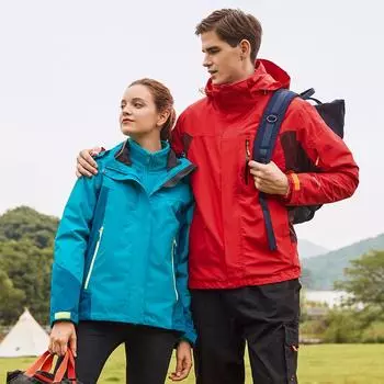 Уличная модная брендовая куртка осень-зима новая куртка для пары три в одном съемная бархатная утолщенная ветрозащитная куртка M