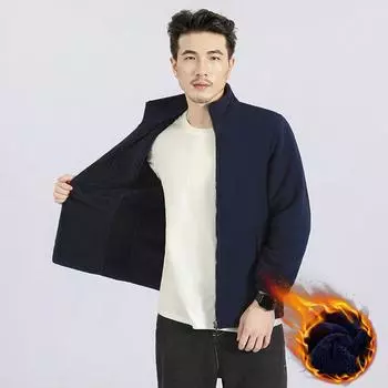 Уличная модная флисовая одежда осень и зима теплый топ повседневный свитер флис утолщенная флисовая куртка мужская M темно-синий