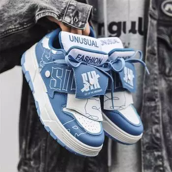 Уличная молодежная обувь Tide Bread Shoes для мужчин Board Class Shoes Осенняя повседневная обувь для мужчин Удобные нескользящие кроссовки для мужчин Fashion 39 белый